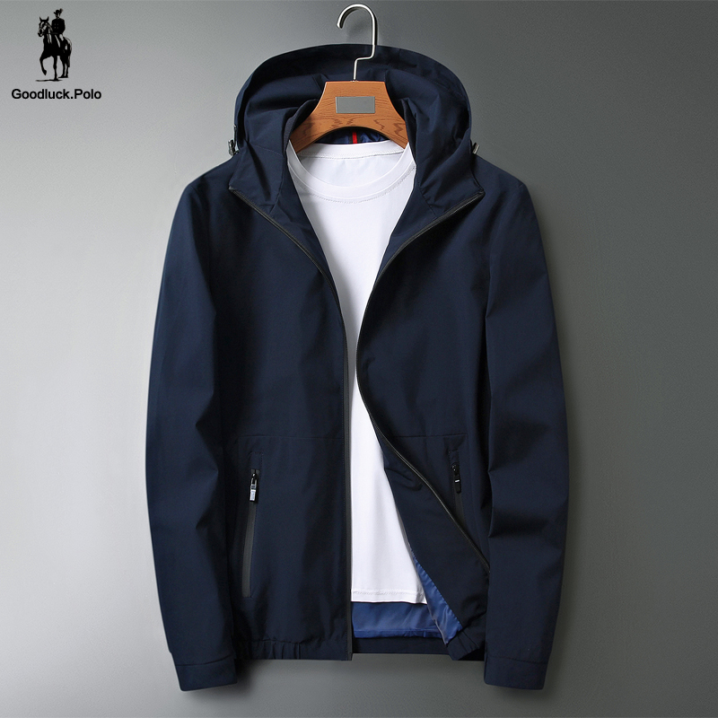 保罗经典男外套带帽防风衣2021秋季新款免熨冲锋衣薄款休闲男夹克