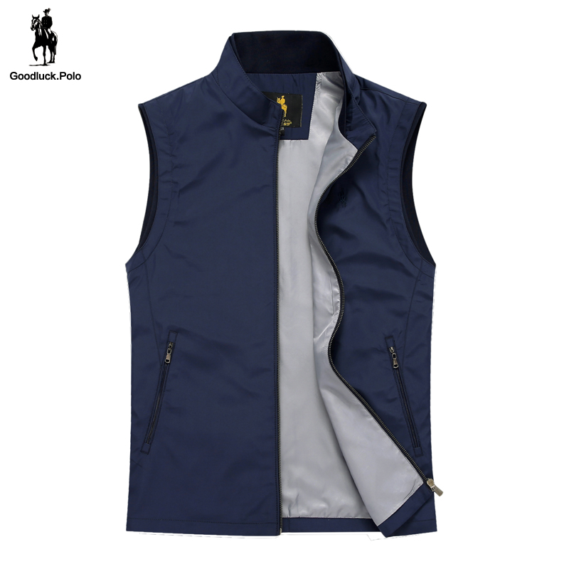 保罗2021春秋男士马甲 中老年宽松工作立领厚款坎肩马夹爸爸背心