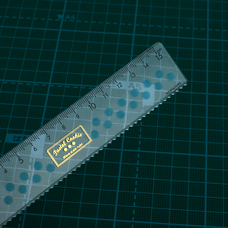 国誉直尺kokuyo学生尺子厘米透明可划波浪曲线各类尺