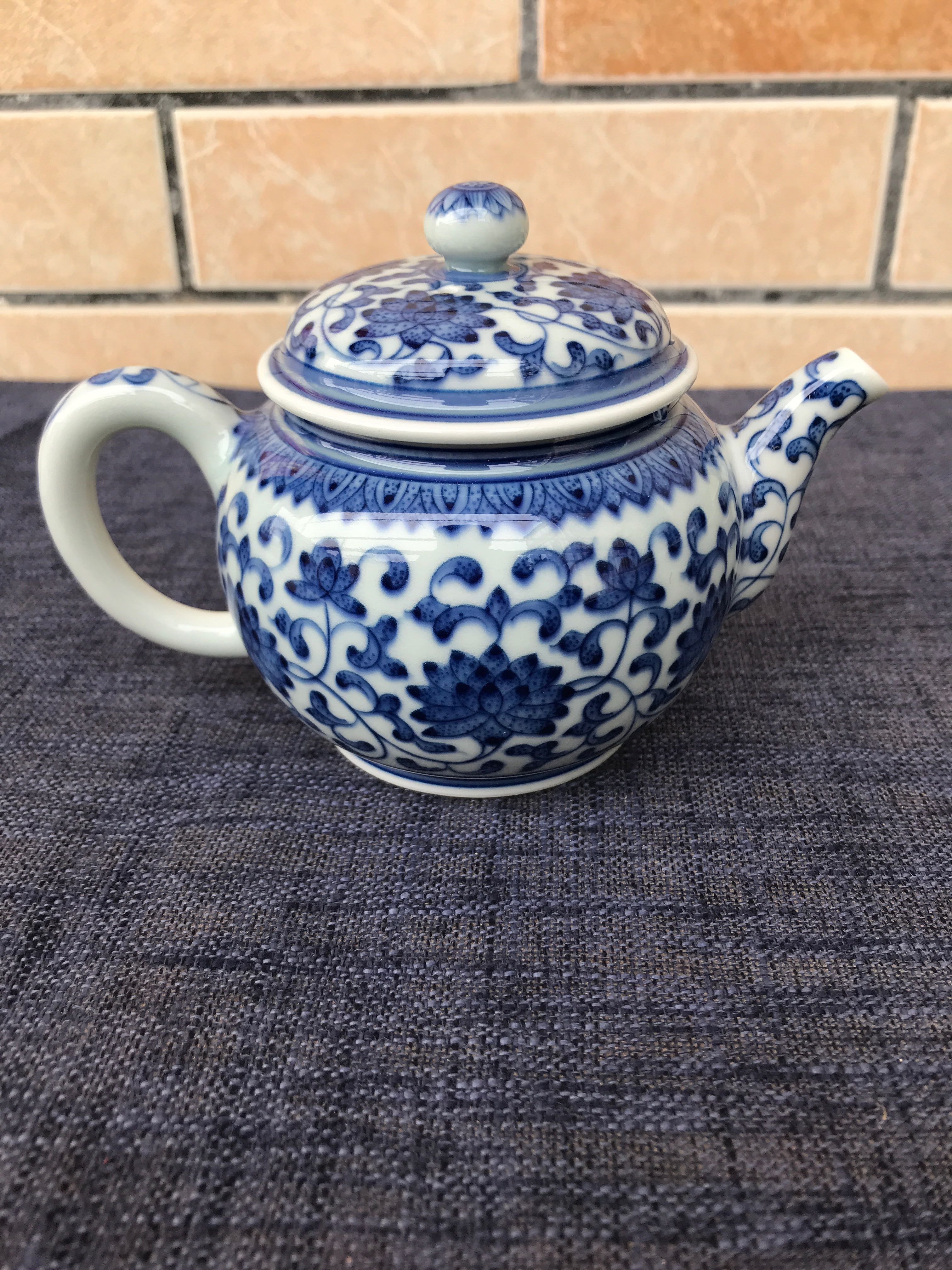 青花茶壶手绘主人杯壶手工缠枝莲壶泡茶青花瓷茶壶