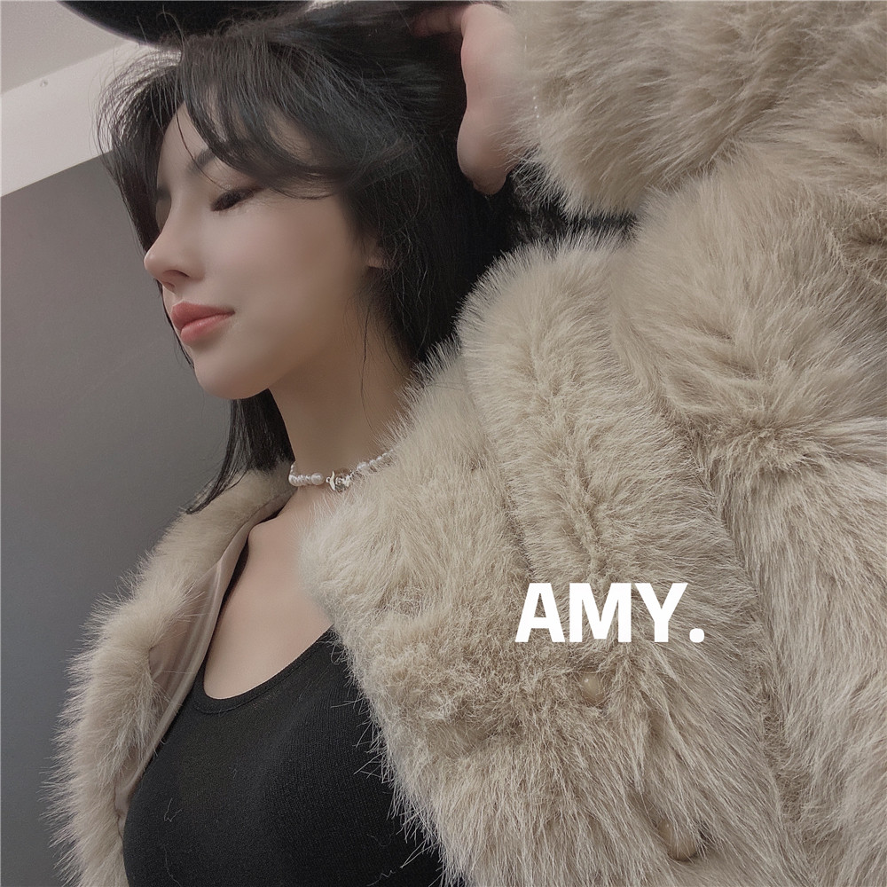 amyj皮草中长毛中长狐狸仿皮2020毛毛宽松圆孔皮草