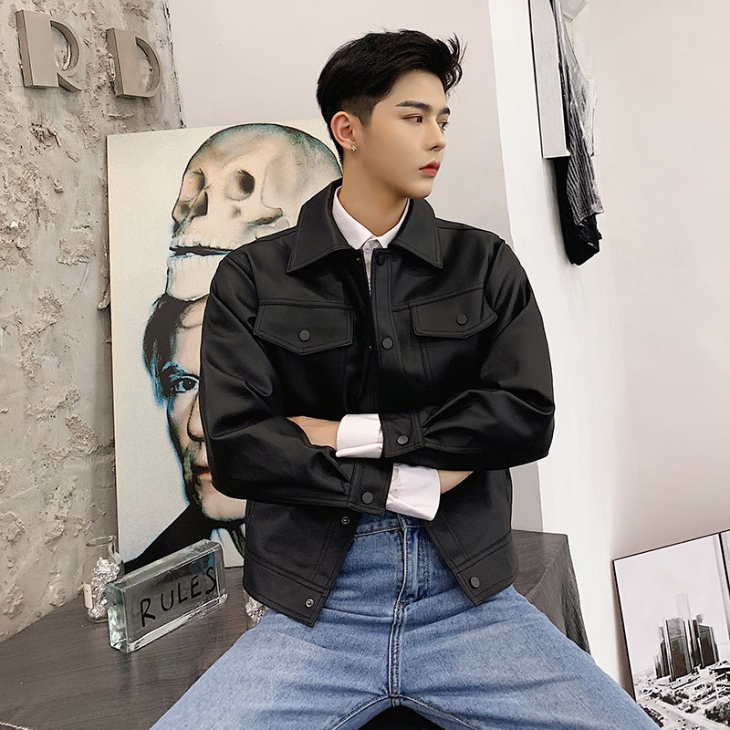 皮衣男潮ins春秋潮流帅气男士机车皮夹克外套男装痞帅PU皮褂翻领