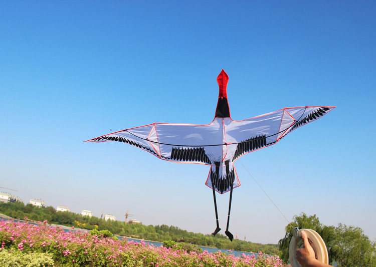 风筝潍坊初学者撑杆3米仙鹤小风不难难飞风筝