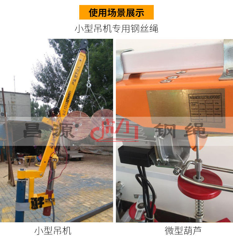 钢丝绳起重机塔吊葫芦电动微型吊车结构8mm旋转钢丝绳
