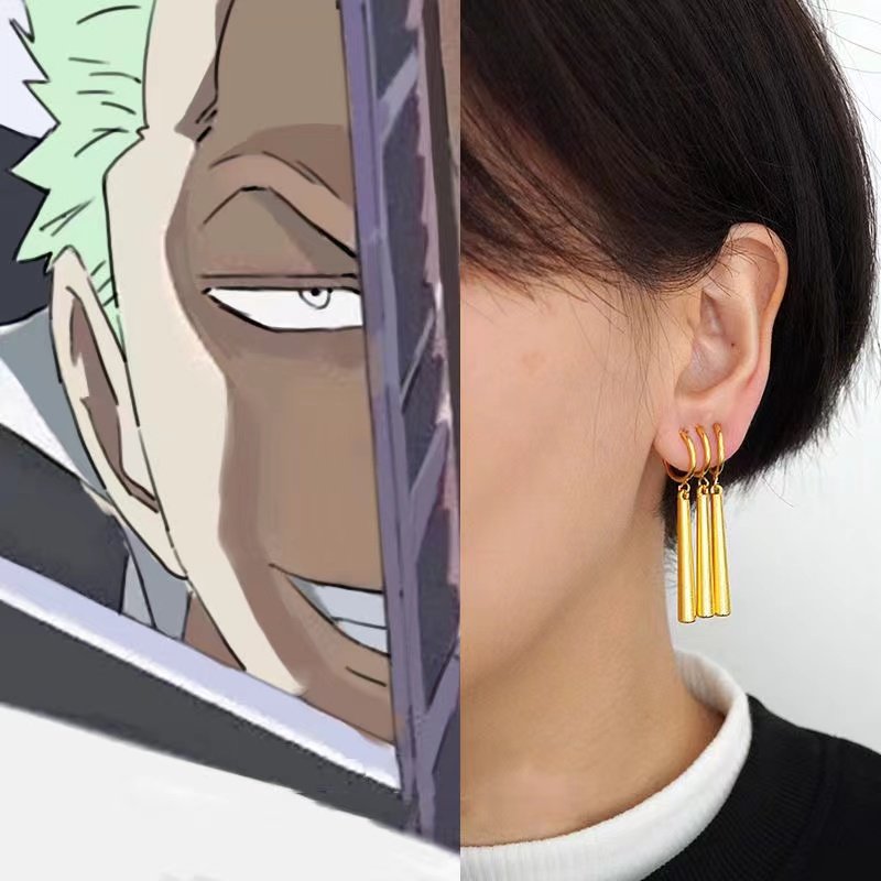 索隆耳钉耳坠无耳耳环2021年海贼王耳饰耳夹女耳夹