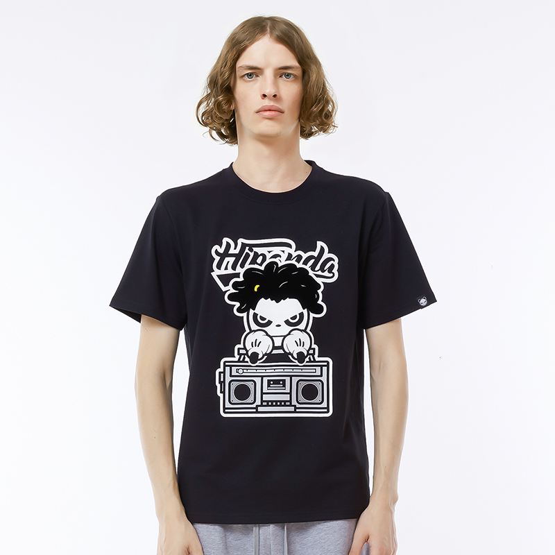 Hipanda你好熊猫T恤男款短袖T恤嘻哈印花街头宽松中性款潮牌