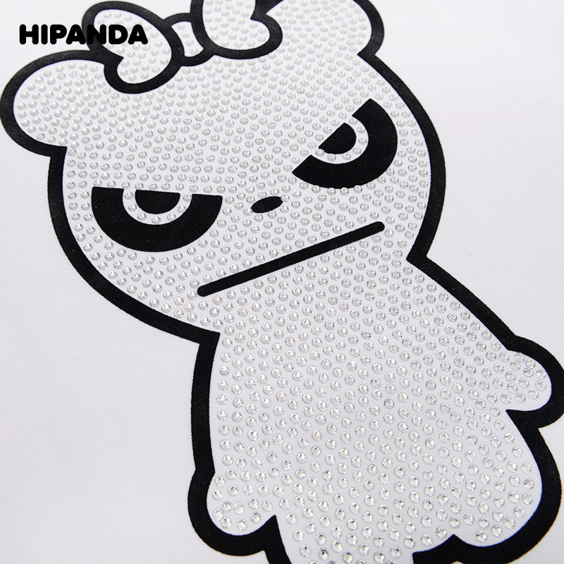 hipanda 你好熊猫设计潮牌 你好熊猫 女款 生气熊猫短袖钻t