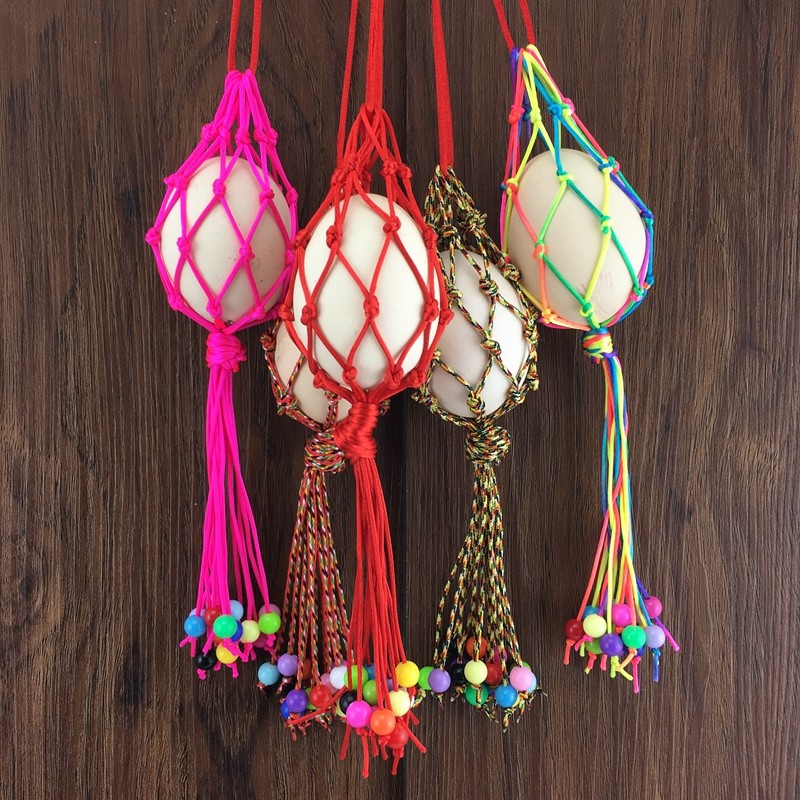 原创手工编织儿童五彩端午立夏蛋袋蛋兜蛋套创意玩偶