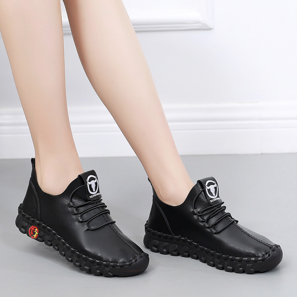 软底牛筋女鞋森柏文2021年春秋平底休闲女士白色单鞋