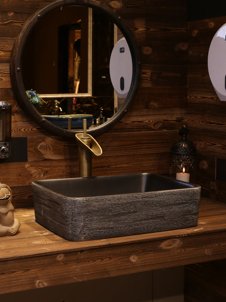 嘉得宝创意复古台上陶瓷洗手盆方形中式艺术台盆台上盆