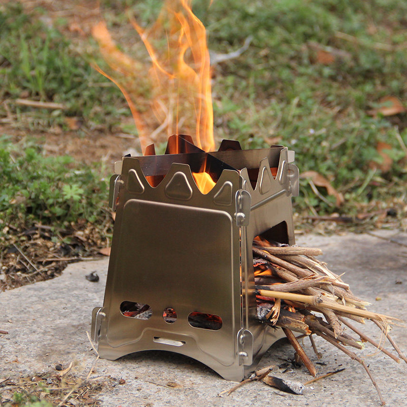 揽胜户外不锈钢木柴火炉便携组装炉具钓鱼野营野餐炉具