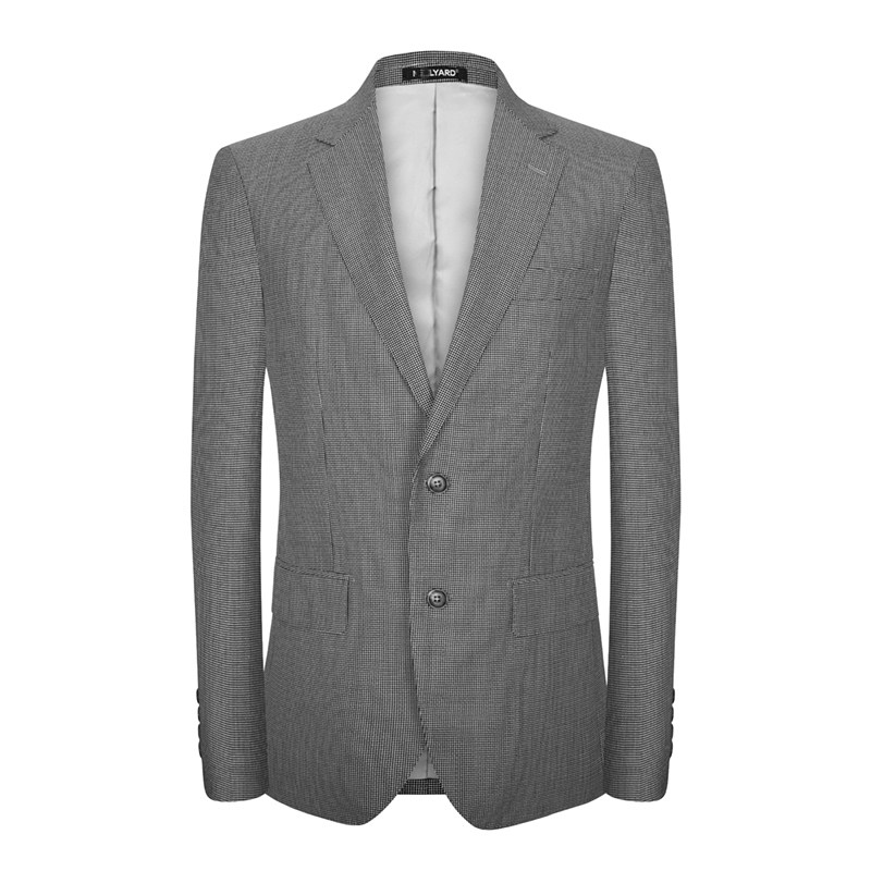 美尔意大利面料西服灰色细格商务休闲毛料西装西服