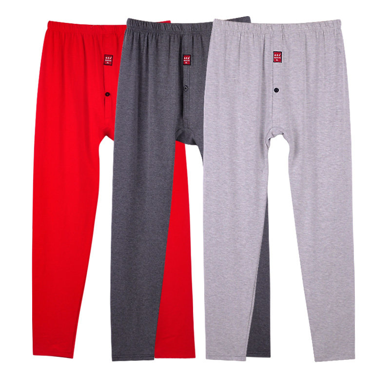 秋冬男士大码秋裤男单件纯棉青年薄款保暖裤中老年高腰线裤衬裤 - 爱