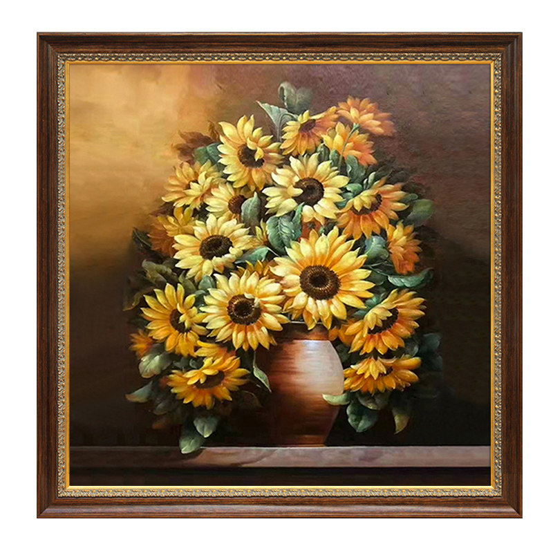 花卉手工手绘油画美式轻奢现代客厅餐厅挂画油画