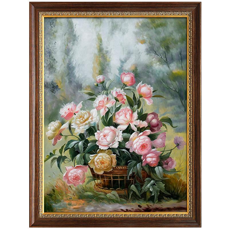 手绘油画欧式客厅玄关装饰画美式餐厅竖挂画卧室油画