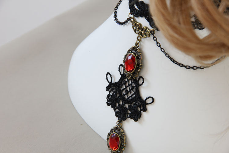 evillamour哥特吸血鬼项链短款锁骨欧美复古蕾丝颈链项链