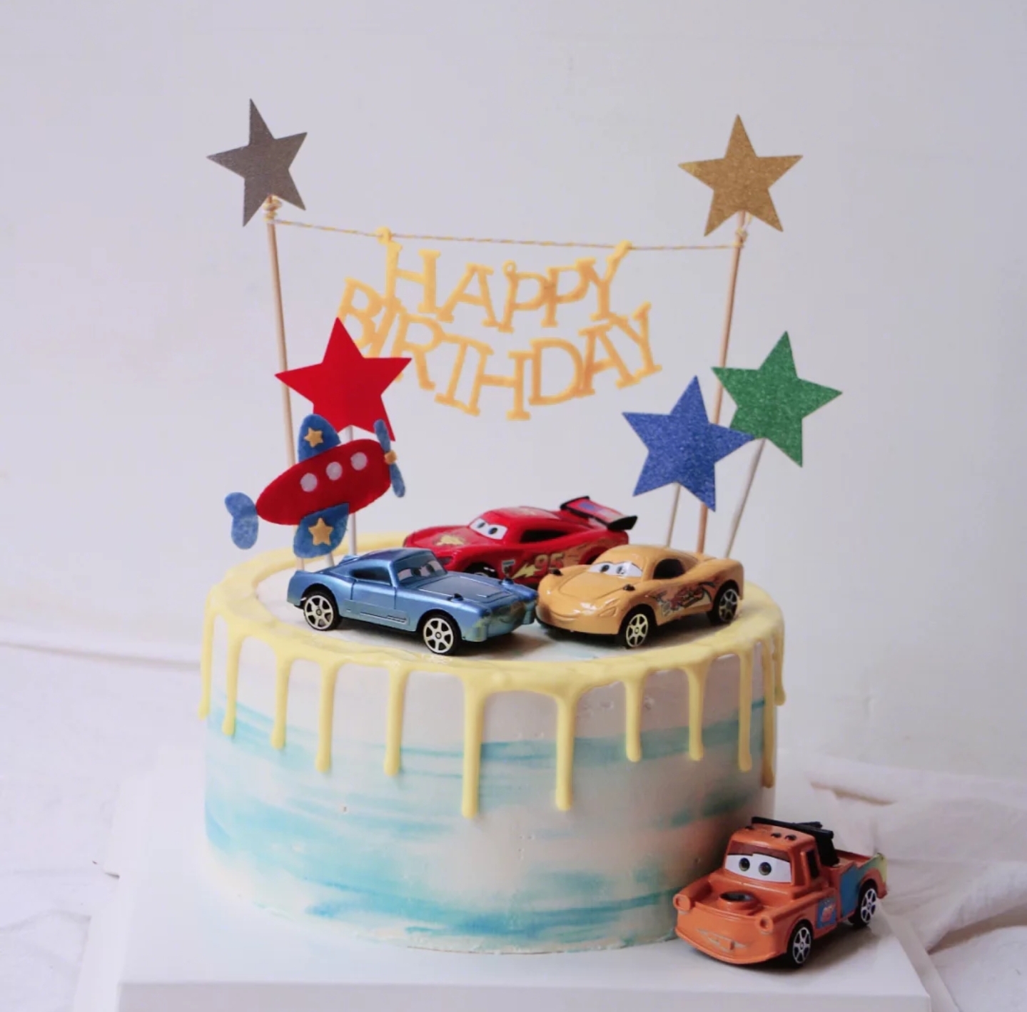 装饰烘焙男神生日快乐汽车模型跑车奔驰越野蛋糕节日装扮用品
