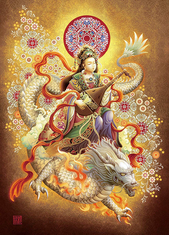 特价包邮日本epoch500片06106成人拼图骑龙弁财天拼图