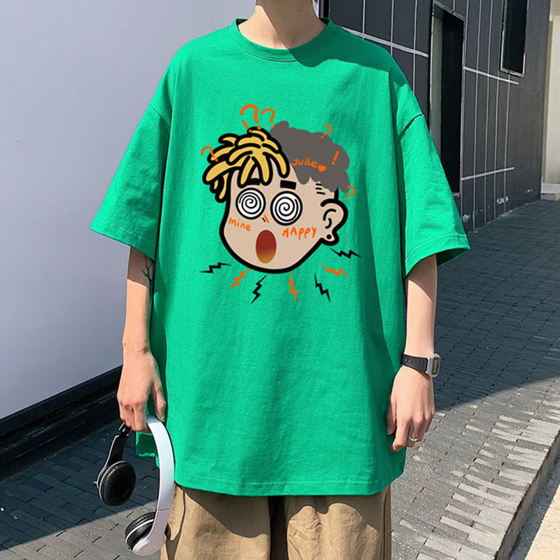 日系短袖t恤男夏季潮牌ins潮流衣服美式重磅宽松大码2022半袖体恤