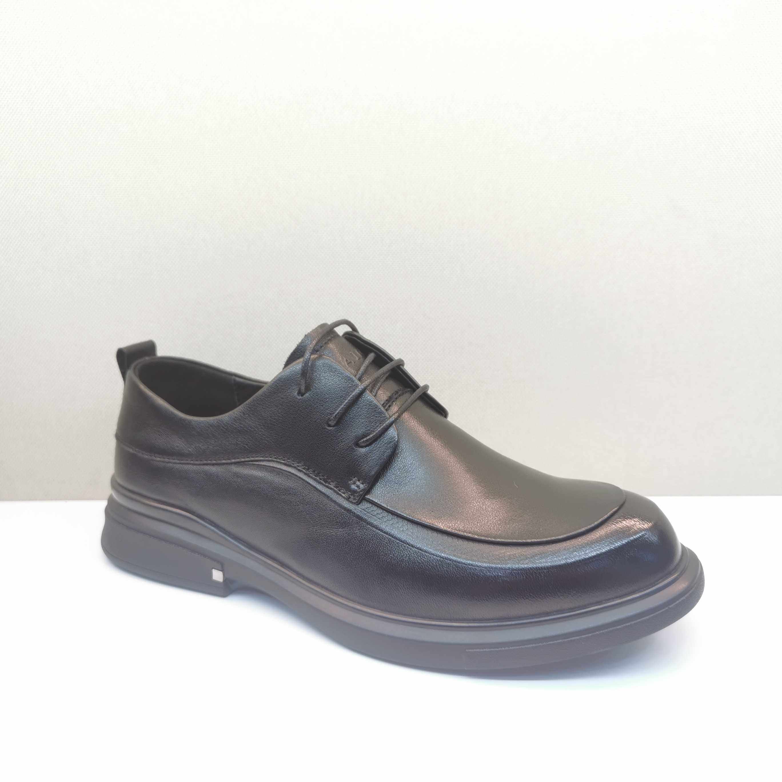 佰纳男鞋新款真皮正品低跟系带商务休闲皮鞋单鞋