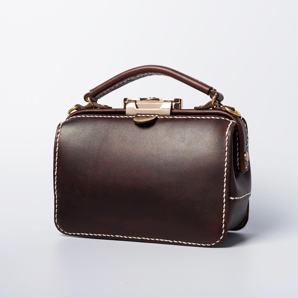 女士手提斜挎包真皮包真皮医生定制口金包切线派手工通用款女包