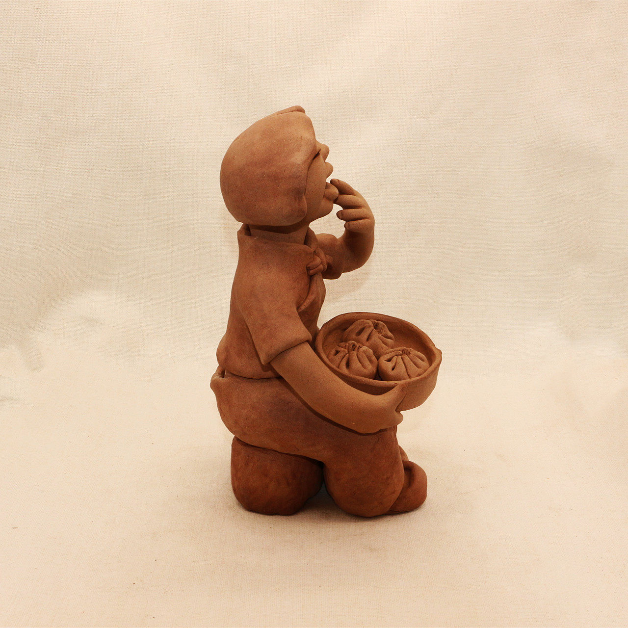 包子装饰陶艺工艺品手工土陶泥人饭店人物陶泥其他