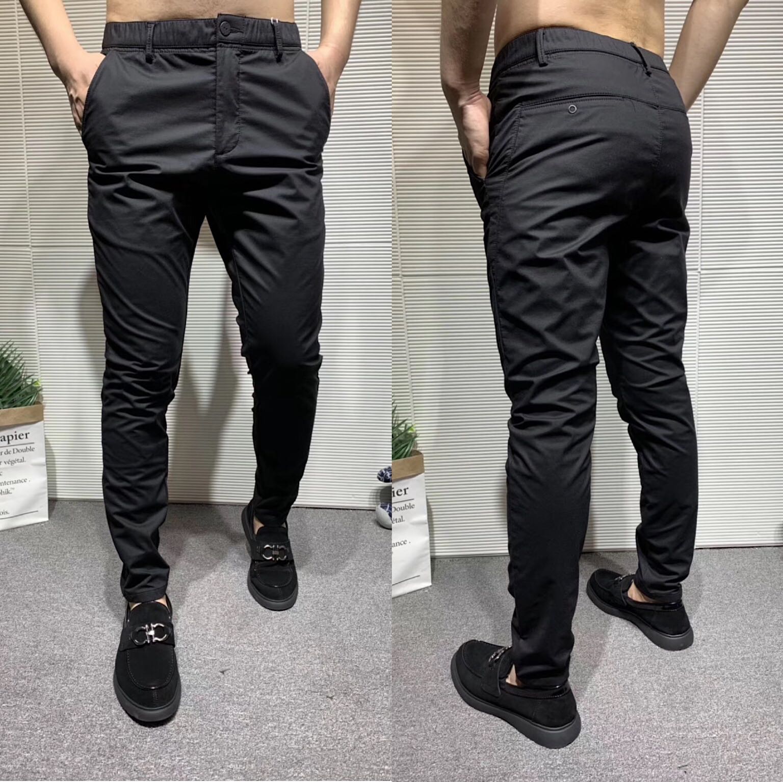 新款男款休闲裤绅士修身小脚裤商务休闲韩版松紧腰弹力料百搭男士