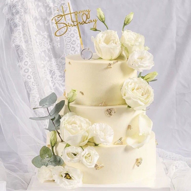 网红婚礼蛋糕订婚婚宴凤凰于飞小清新生日蛋糕青岛同城新鲜生日蛋糕