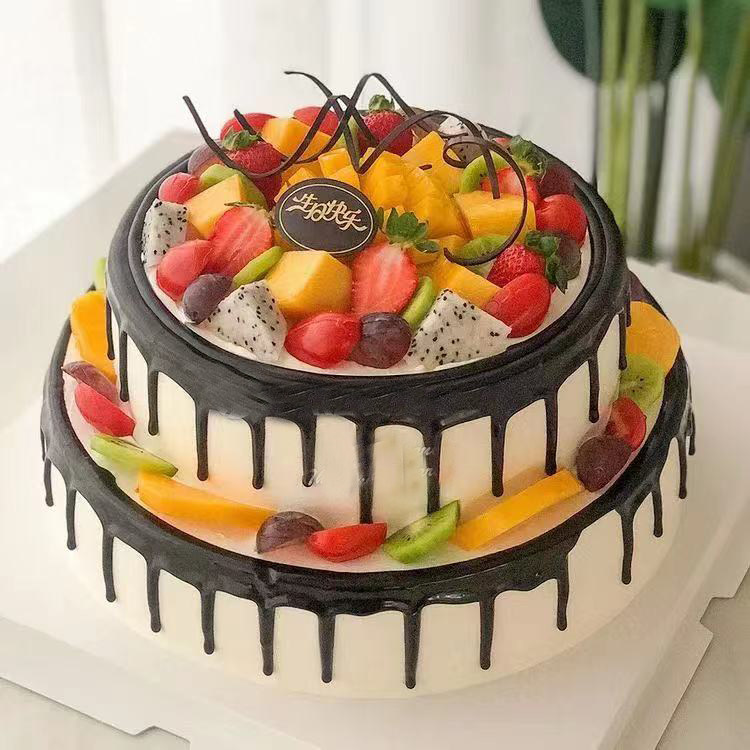 双层新鲜水果奶油生日蛋糕青岛市南市市北李沧崂山新鲜蛋糕
