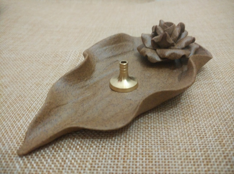 崖柏倒流香纯黄铜底座铜头多功能点香插香器佛具香炉配件摆件香托