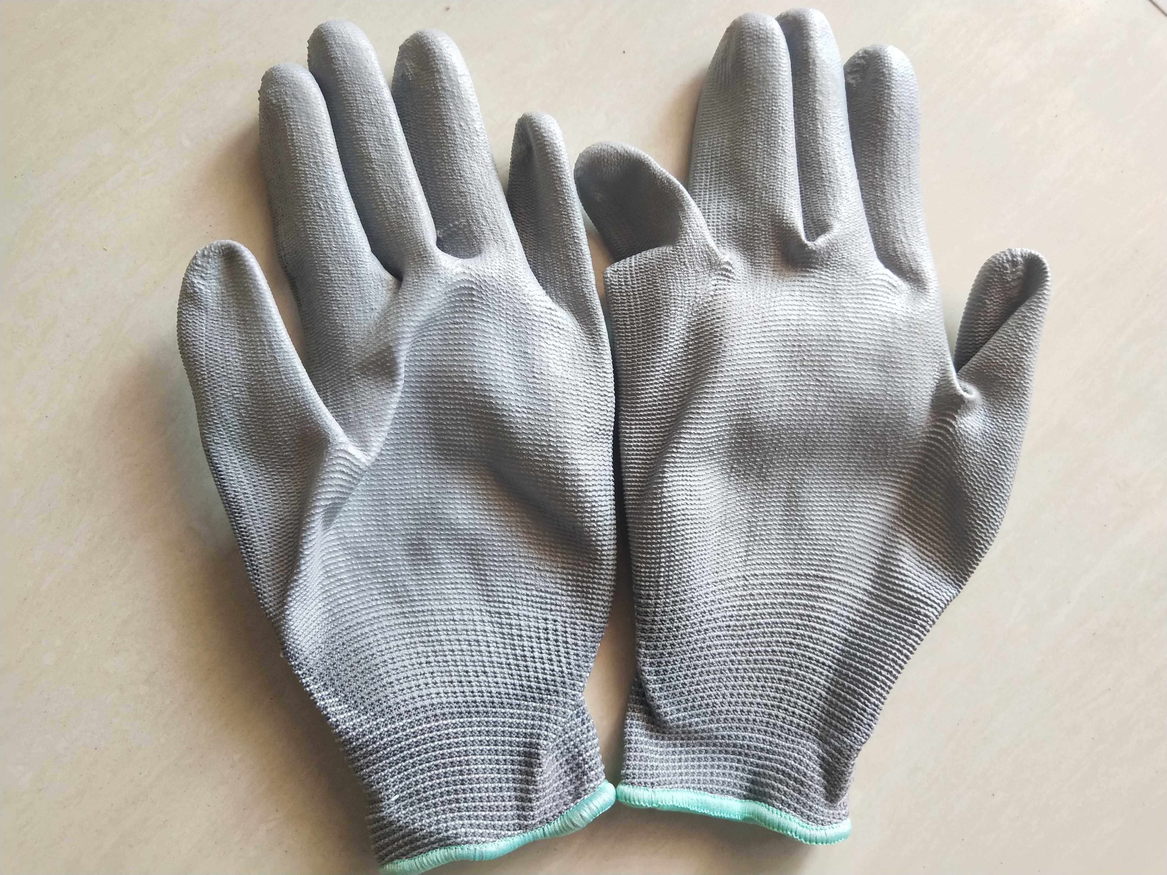 手套灰色新款防猫抓手北京赛立特pu涂掌防静电防护手套