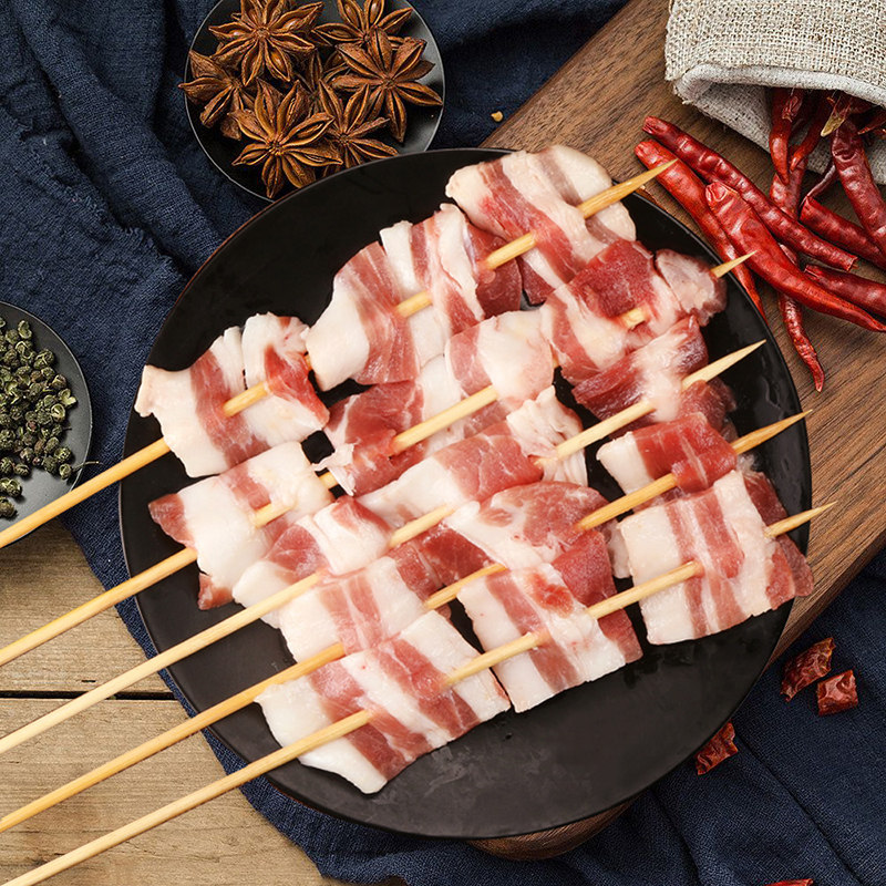 游牧御品五花肉串268g10加热即食户外烧烤烤炉生猪肉