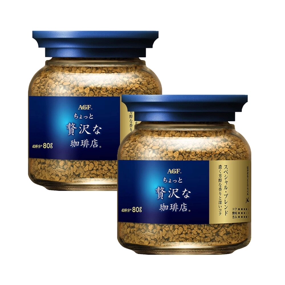 速溶咖啡agf马克西姆蓝金瓶80g2瓶冻干咖啡粉饮料速溶咖啡