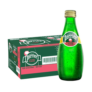 法国进口Perrier/巴黎水饮用矿泉水无糖荔枝味气泡水330ml*24瓶