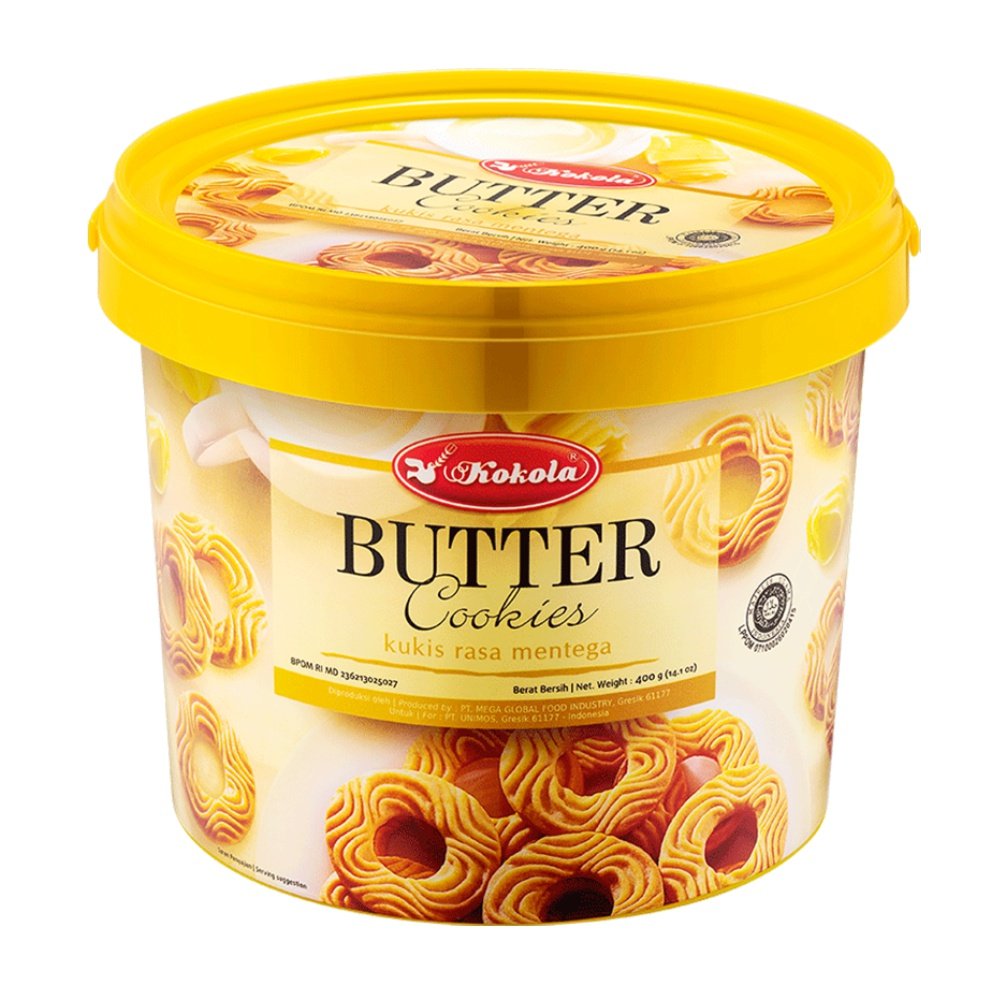 【进口】印尼kokola刻刻乐黄油味曲奇饼干400g代餐零食节日礼盒