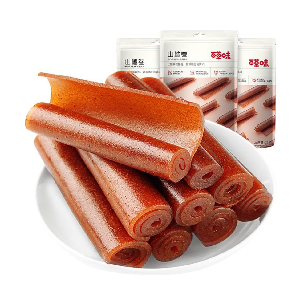 百草味山楂卷果脯蜜饯228g3袋果丹皮山楂干片条糕球小零食好货