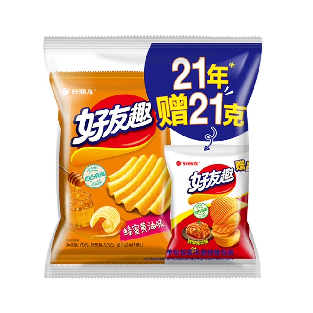 薯片好丽友好友趣凹凸蜂蜜黄油75g休闲膨化小吃膨化食品