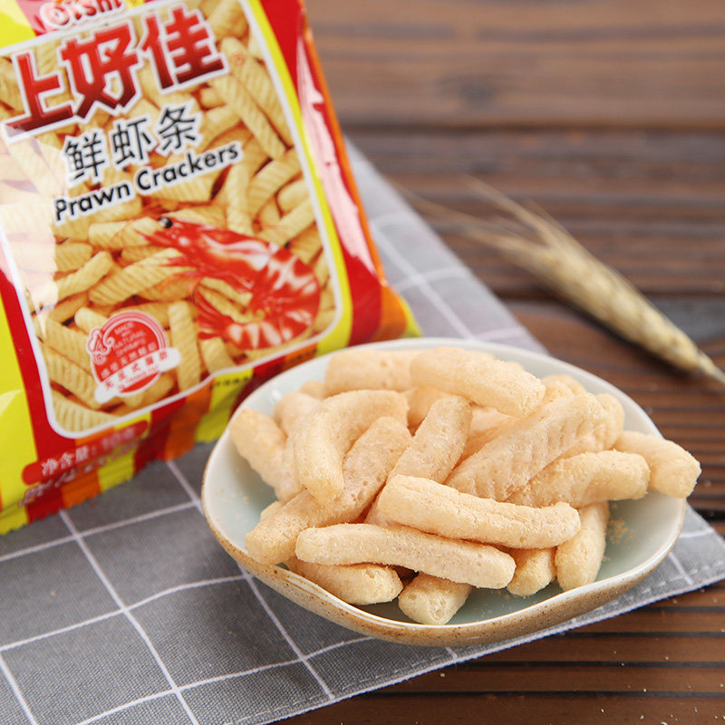 上好佳鲜虾条办公室网红小吃10g25包怀旧童年零食礼包膨化食品