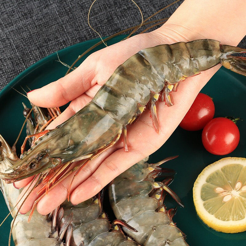 寰球渔市国产黑虎虾冷冻虾老虎虾净重400g海鲜鲜活水产16-20只