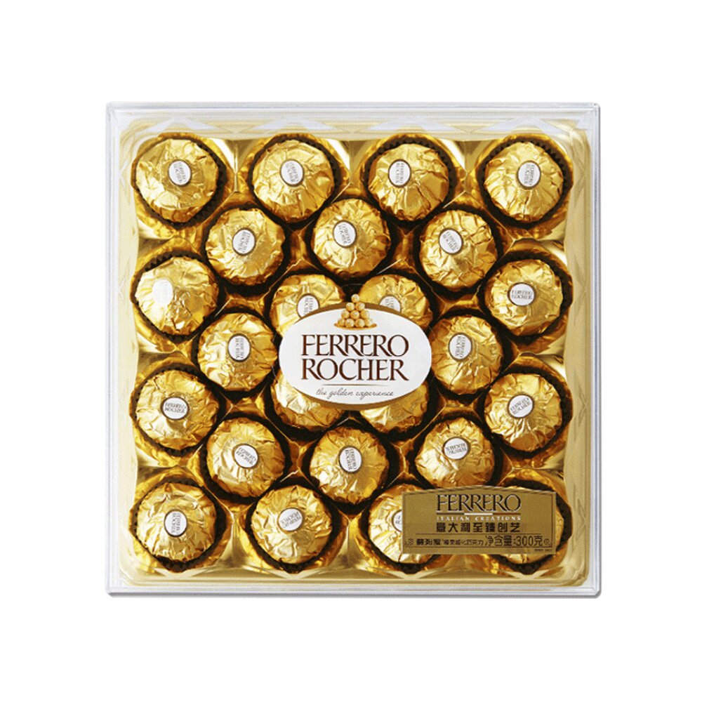 费列罗榛果威化巧克力零食24粒婚庆喜糖国庆礼盒礼品送礼300g*1盒