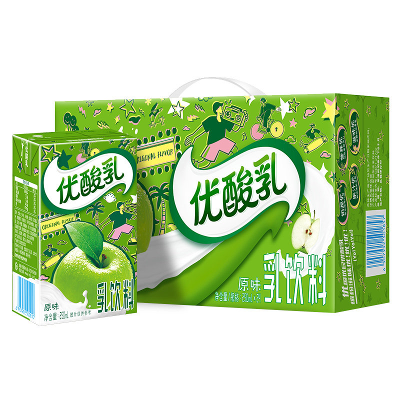 伊利优酸乳原味含乳饮料250ml24盒整箱正品特价批发