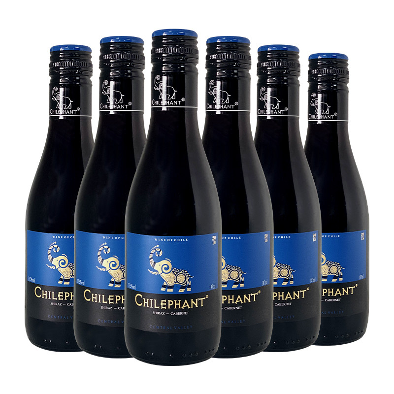 红酒智利进口智象干红187ml6瓶葡萄酒小瓶果酒干红静态葡萄酒