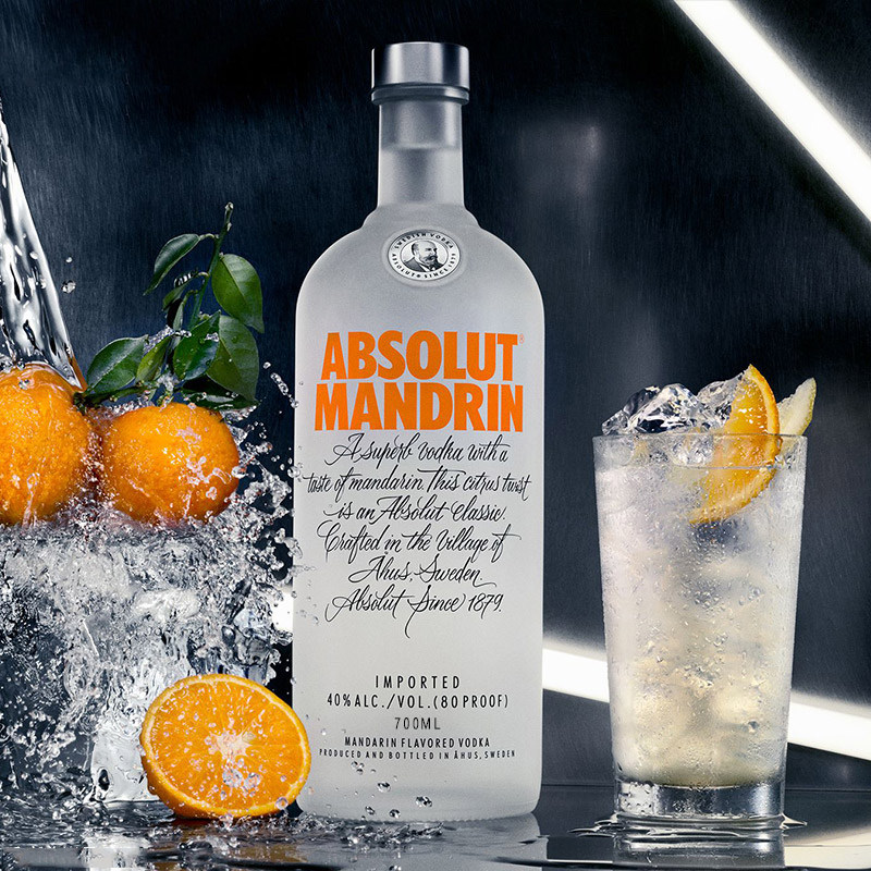 基酒absolut绝对伏特加柑橘味700ml1瓶特调鸡尾酒烈酒进口