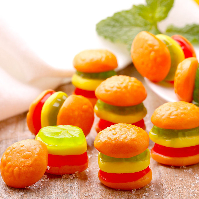 口力汉堡橡皮糖108g/袋qq软糖零食 水果味糖果迷你汉堡