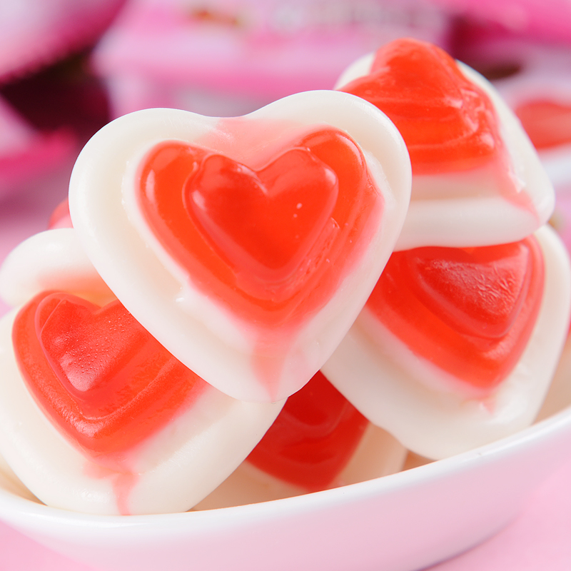 徐福记喜糖系列散称心形草莓味橡皮糖软糖婚庆喜糖qq糖果478g零食