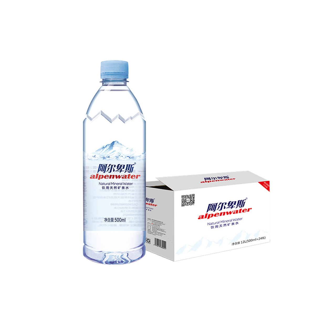 alpenwater/阿尔卑斯饮用天然矿泉水 500ml*24瓶整箱
