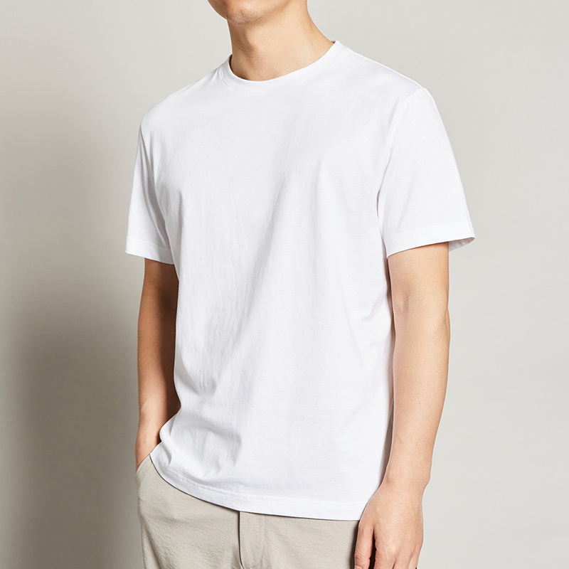 墨麦客 190G纯棉白色T恤 夏季圆领短袖男纯色宽松体恤男士打底衫