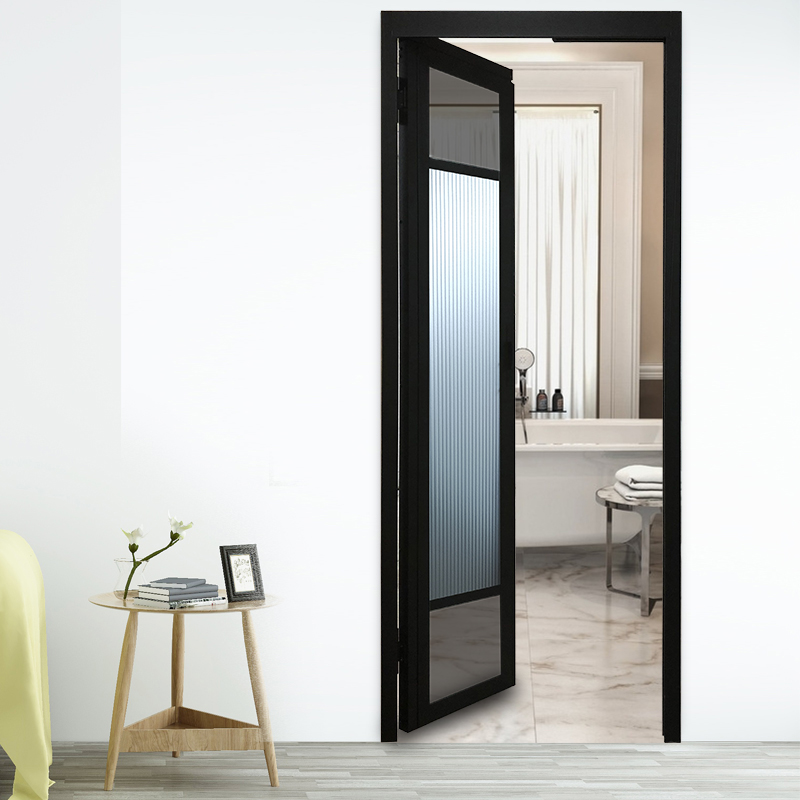 窄边黑色pd门平推拉一体卫生间折叠推拉门定制室内门