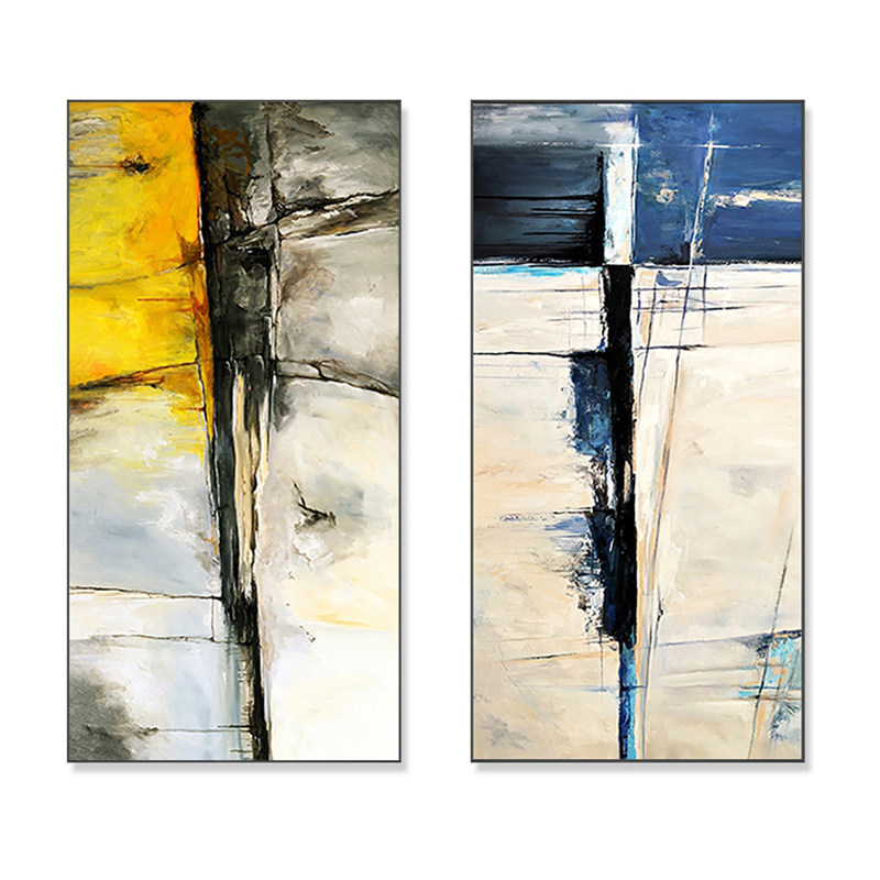 油画手绘竖版长条抽象艺术简约现代软装装饰画油画