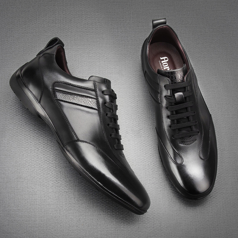 男士休闲皮鞋2022秋季新款潮商务休闲鞋小牛皮真皮软底英伦小皮鞋